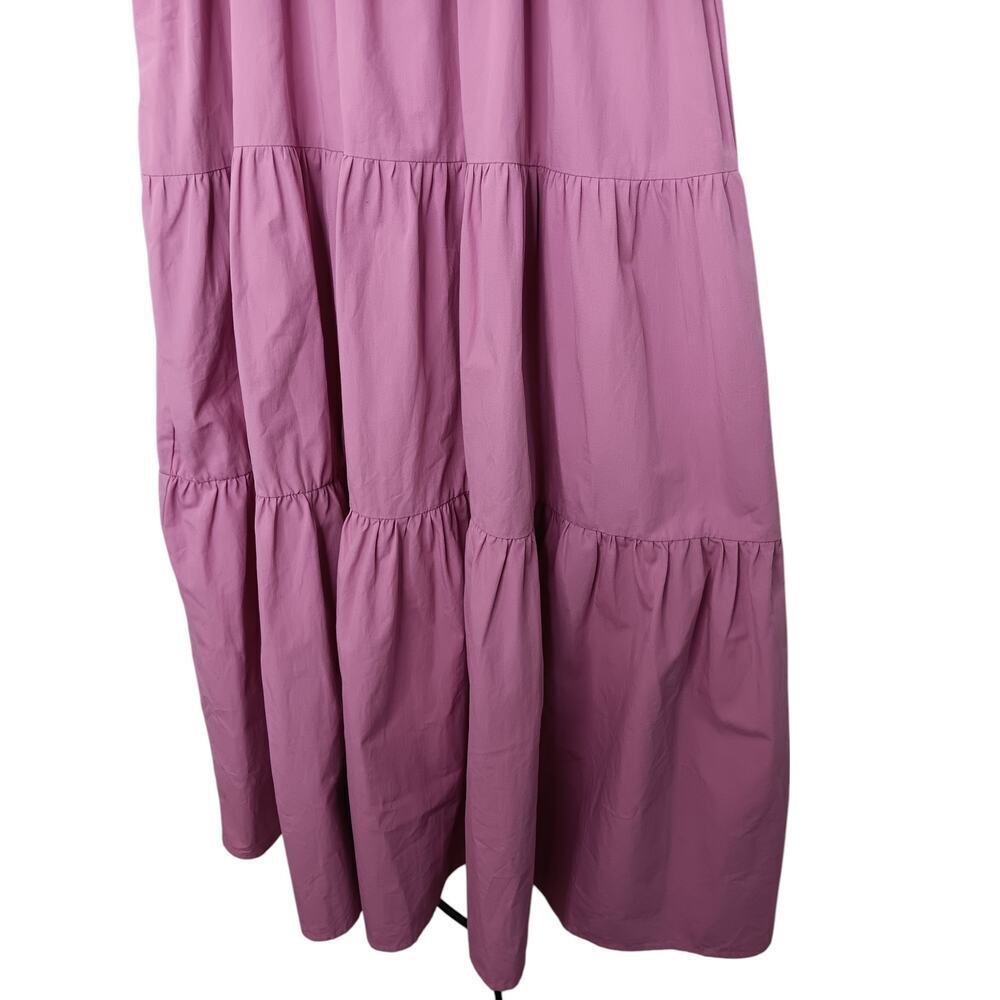 New Easel Los Angeles Tiered Midi Pink Ruffle Strap Pockets Cotton Dress S - Picture 4 of 16